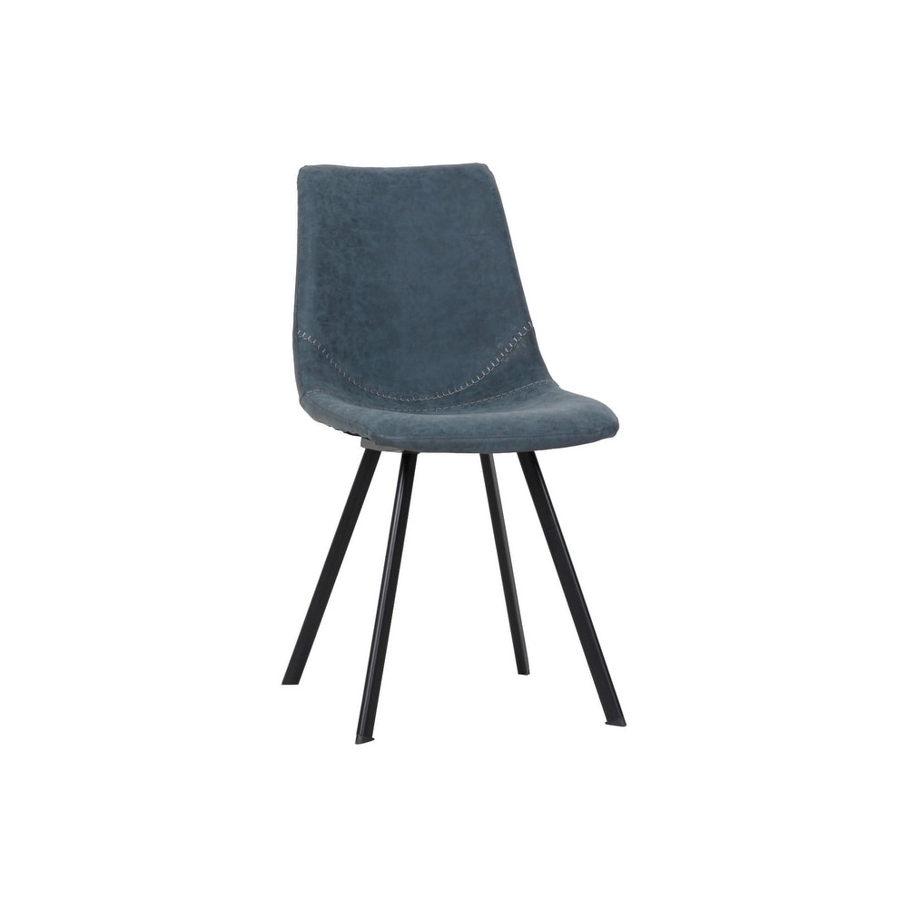 LeisureMod Markley Modern Leather Dining Chair With Metal Legs - Charcoal Black