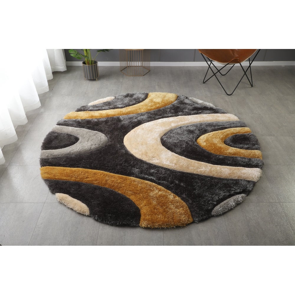 Mateos Grey Gold Shag Area Rug