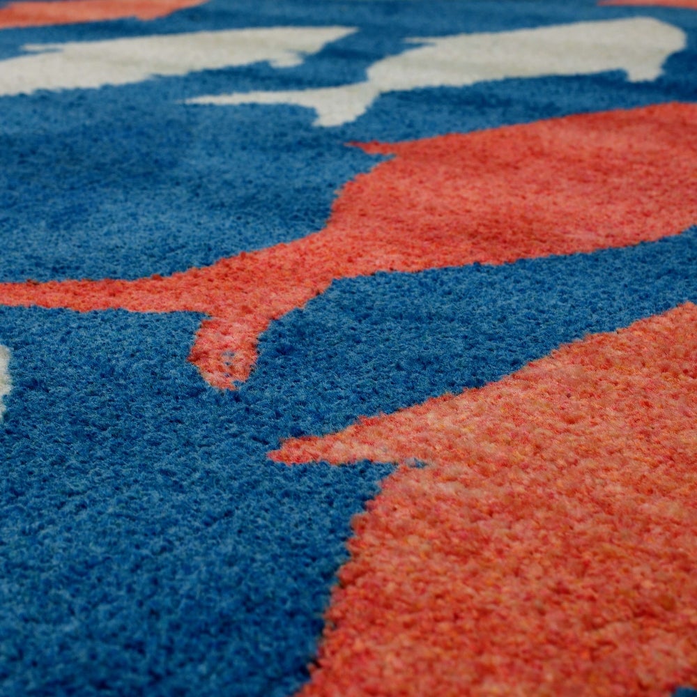 Home Coastal Catch Soft Area Rug Blue/Orange