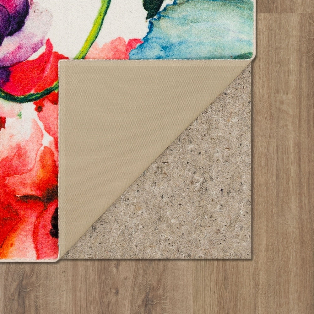 Home Watercolor Bouquet Floral Soft Area Rug Ivory/Pink/Blue