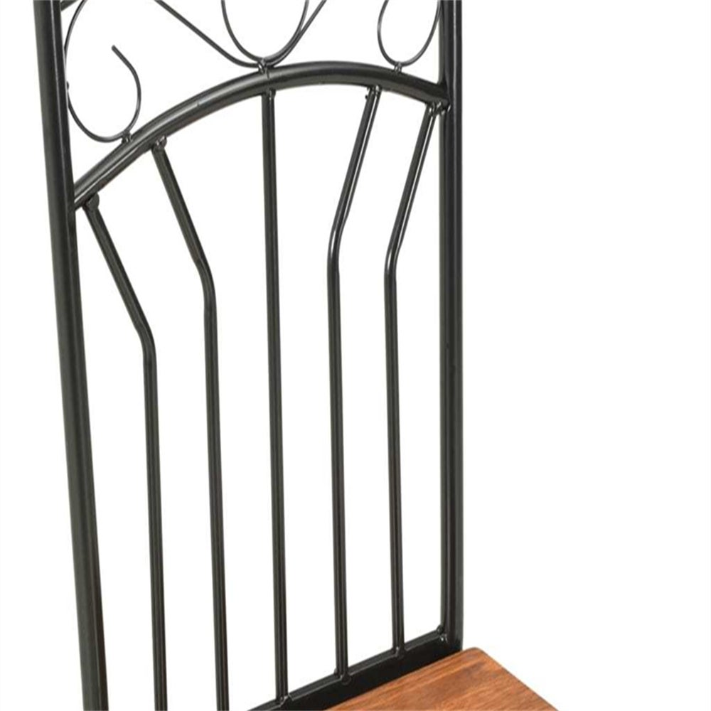 Mondern Dining Chairs Brown With Black Steel Frame Set Of 2