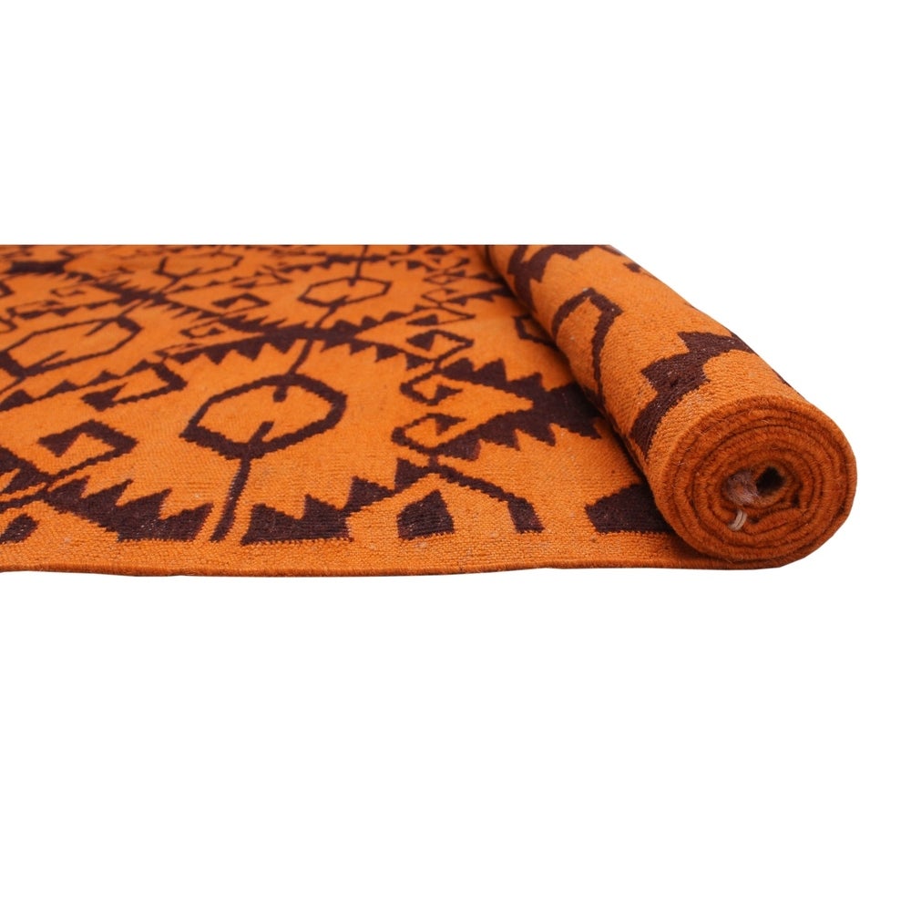 Elan Overdyed Kilim Asbagh Orange/Drk. Brown Soft Area Rug