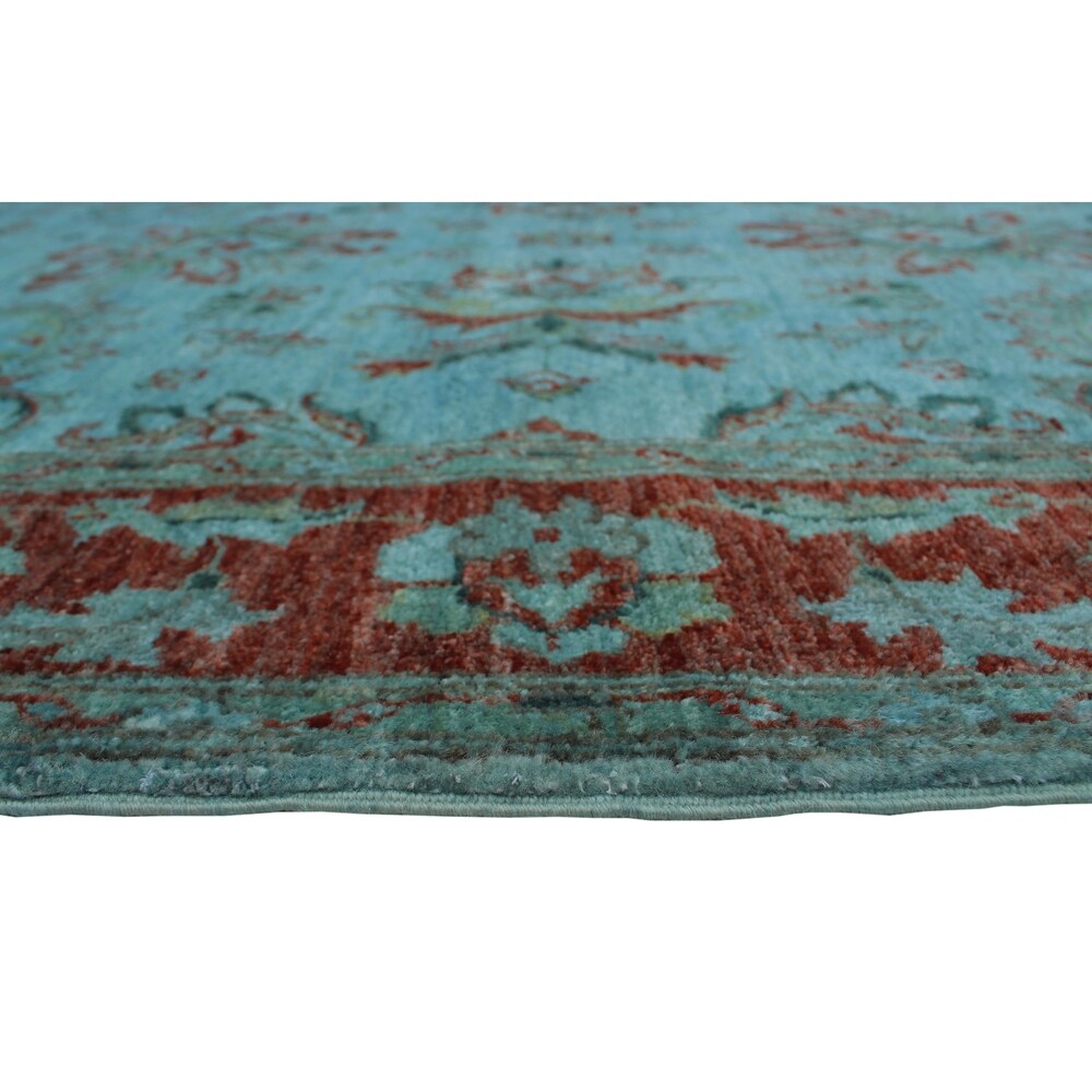 Overdyed Hurit Lt. Blue/Rust Soft Area Rug