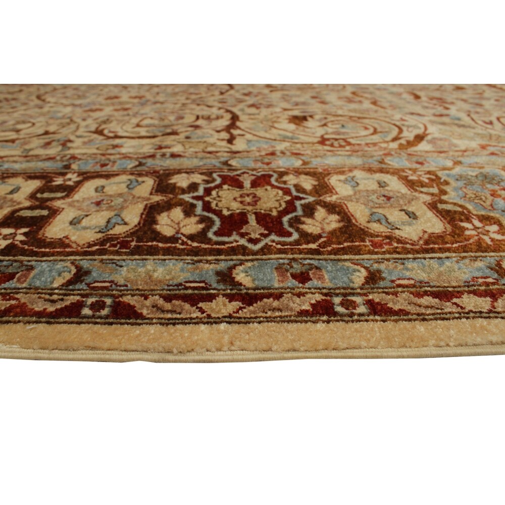 Turkish-Knotted Ankara Ivory/Brown Soft Area Rug