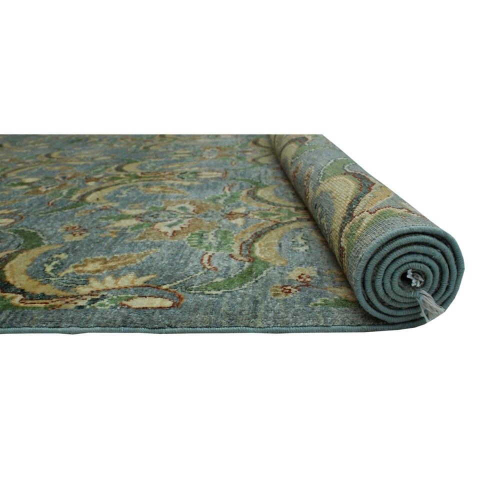 Yousafi Fine Chobi Asbat Grey/Green Soft Area Rug