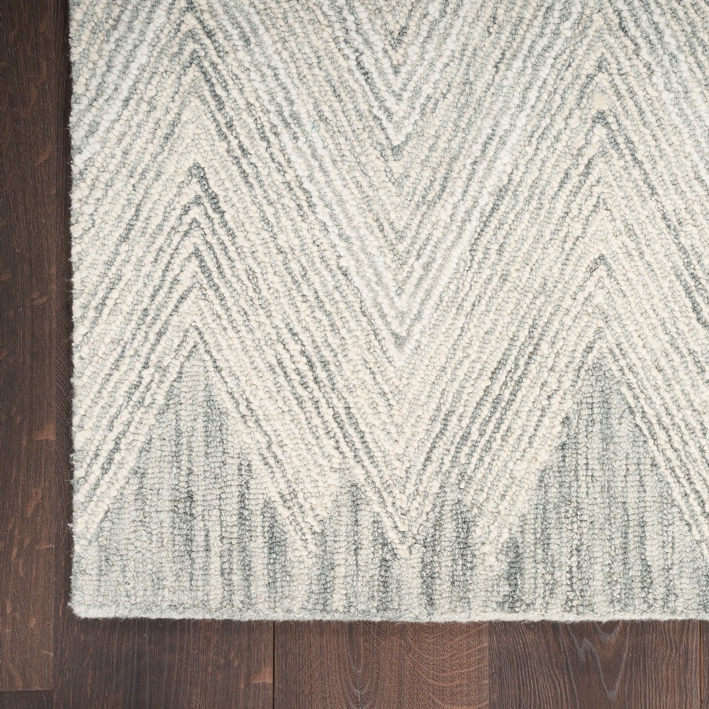 Interlock Contemporary Chevron Tufted Teal Soft Area Rug