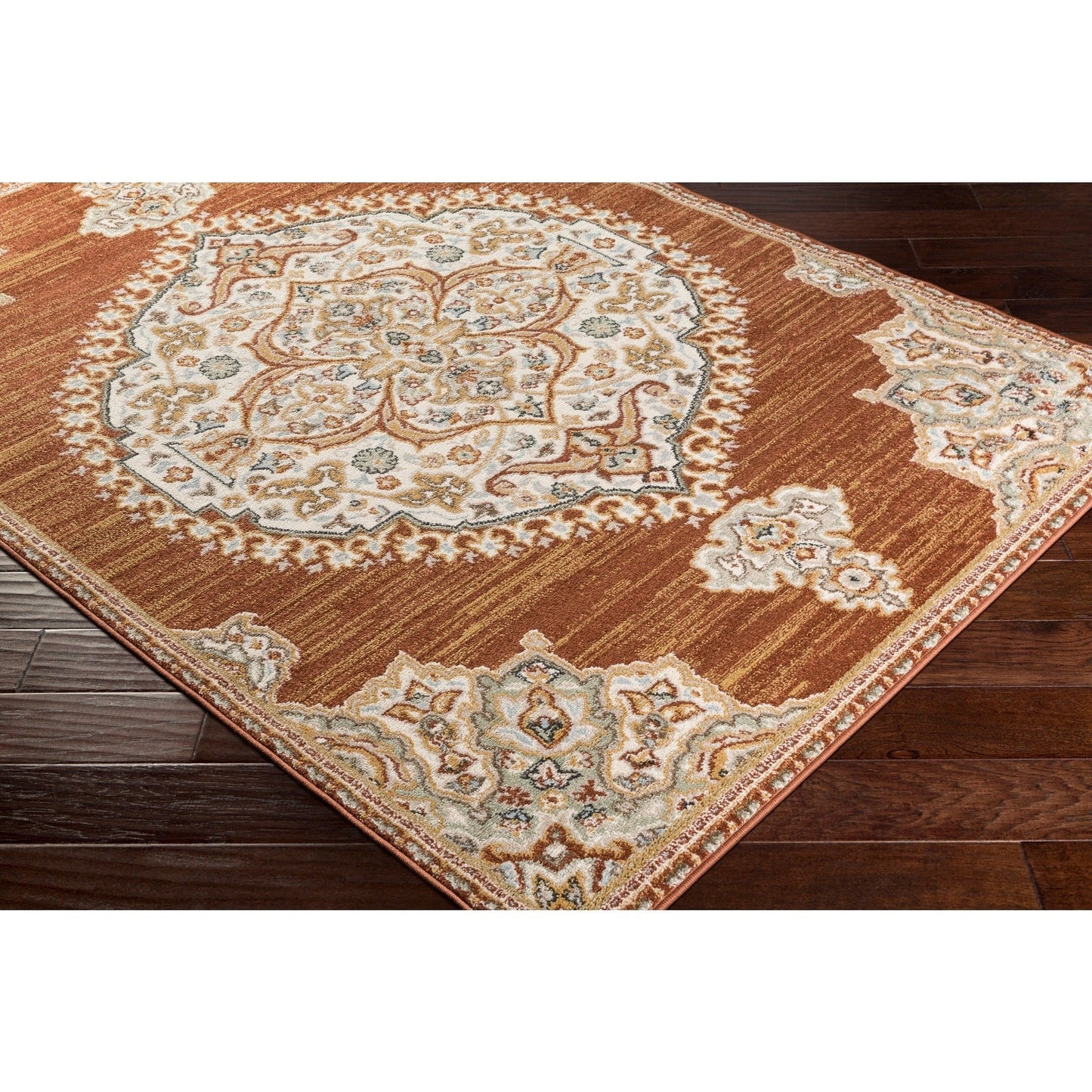 Vintage Medallion Burnt Orange Beige Ivory Area Rugs