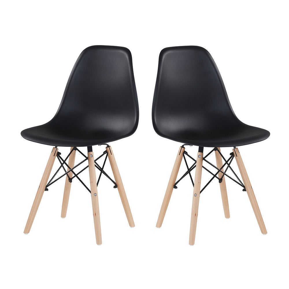 Plastic chair environmental protection PP material thickened seat surface solid wood leg dressing stool restaurant set of 2