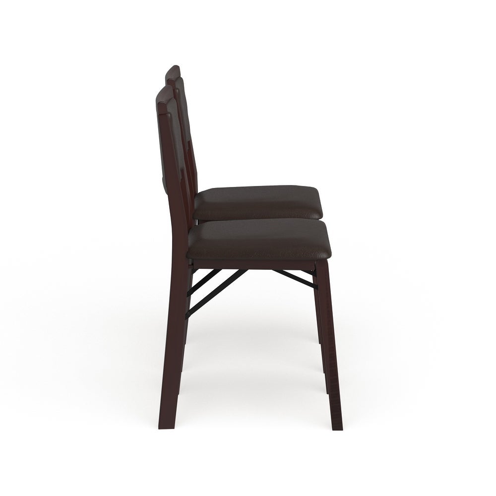 Porch & Den Aldersey Espresso Folding Chair with Dark Brown Seat (Set of 2)