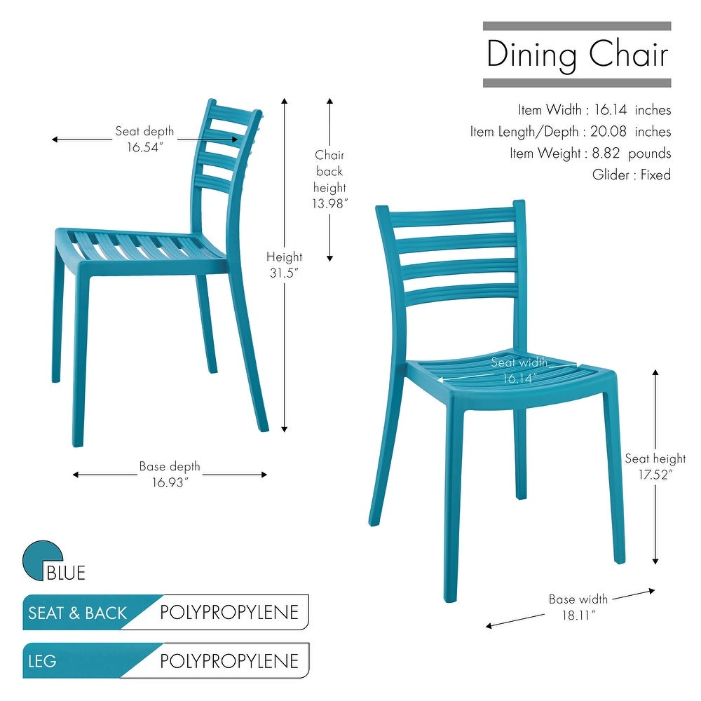 Porthos Home Faro Dining Chairs Set Of 2, PP Plastic, Stackable Design