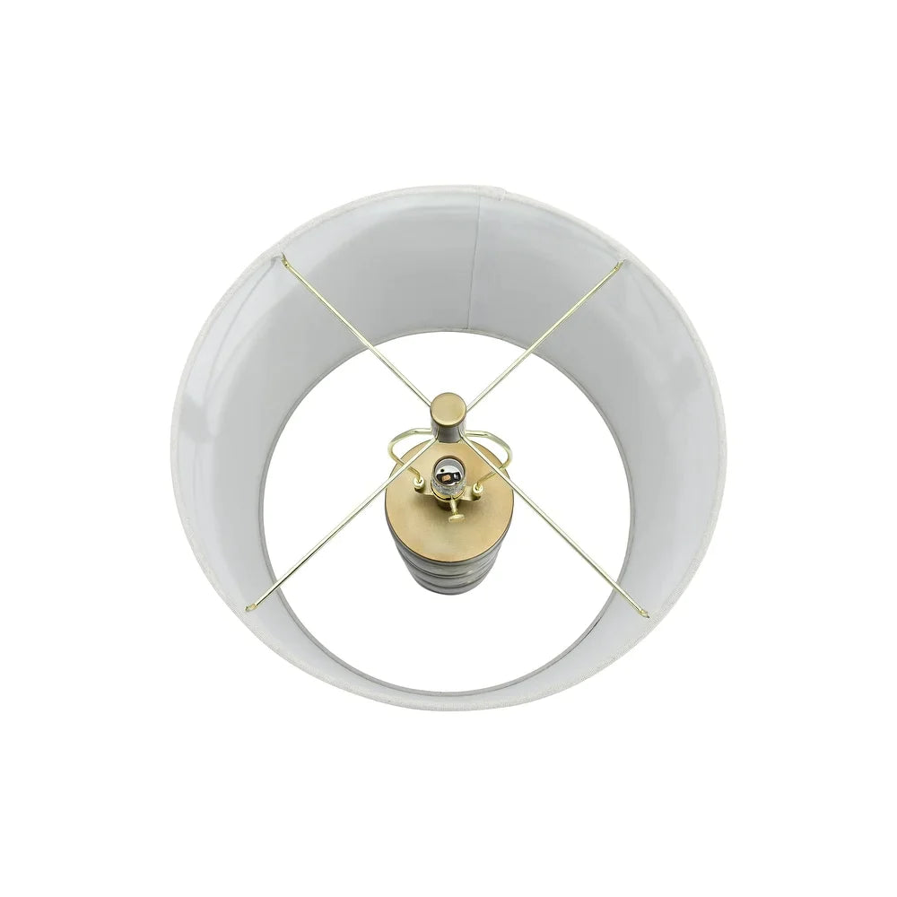 Raw Concrete Table Lamp with Imprinted Diamond Design and Metal Accents