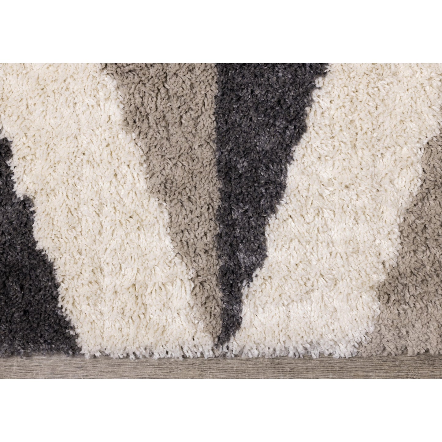 Beige Grey Cream Zig Zag Soft Area Rug