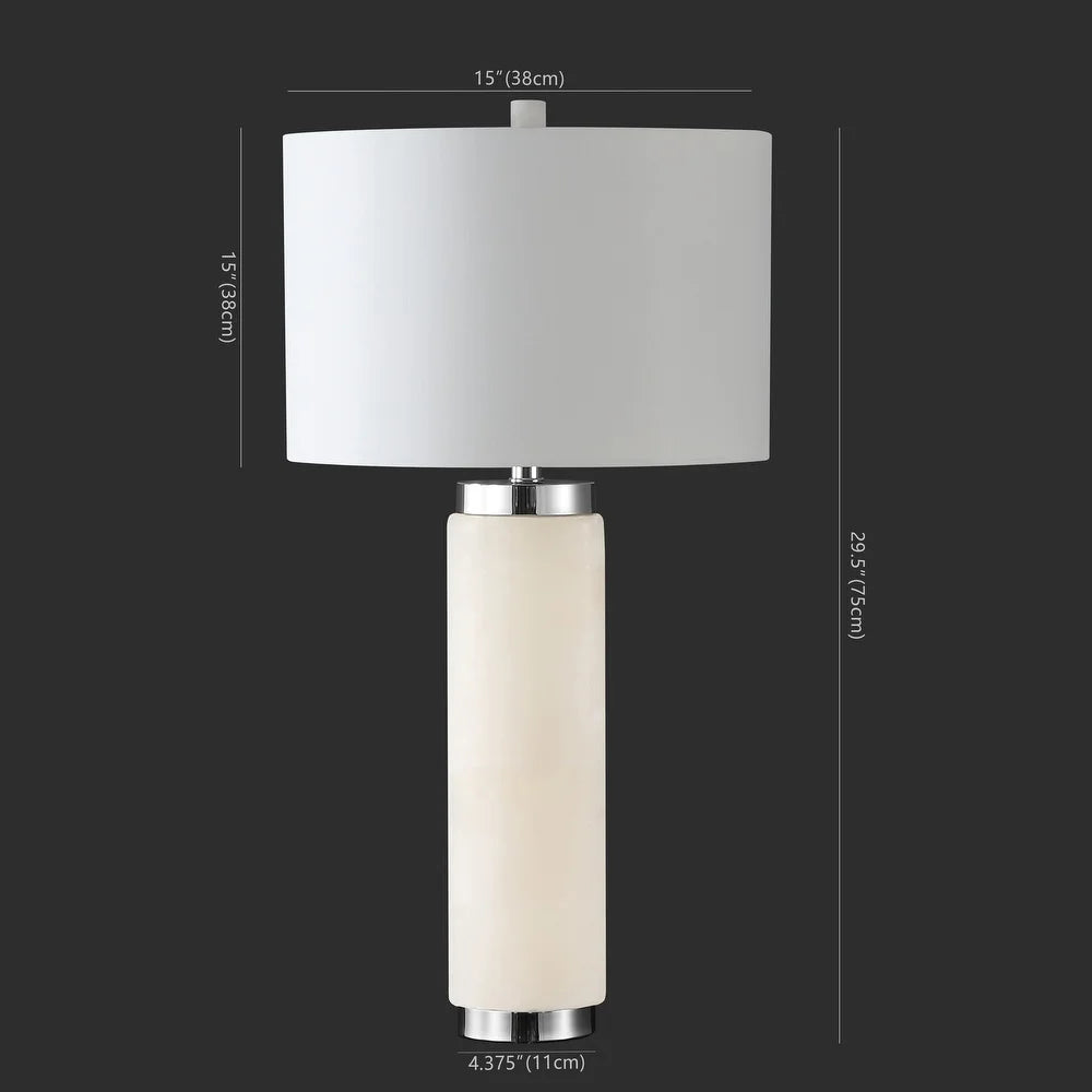 Couture Sydni Alabaster Pillar Table Lamp - 15 IN W x 15 IN D x 30 IN H