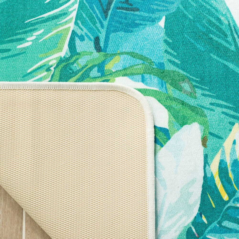 Daytona Cassandra Graphic Botanical Machine Washable Soft Rug