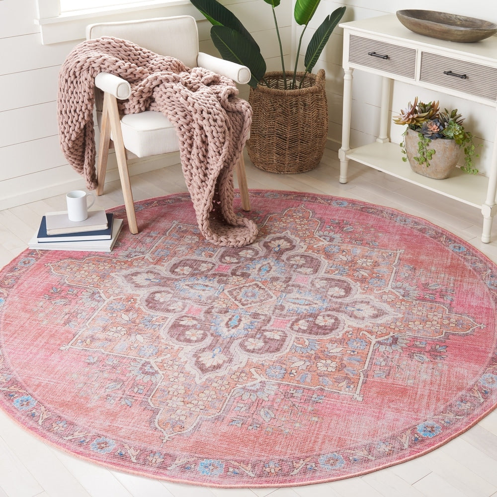 Serapi Asel Medallion Distressed Machine Washable Soft Area Rug