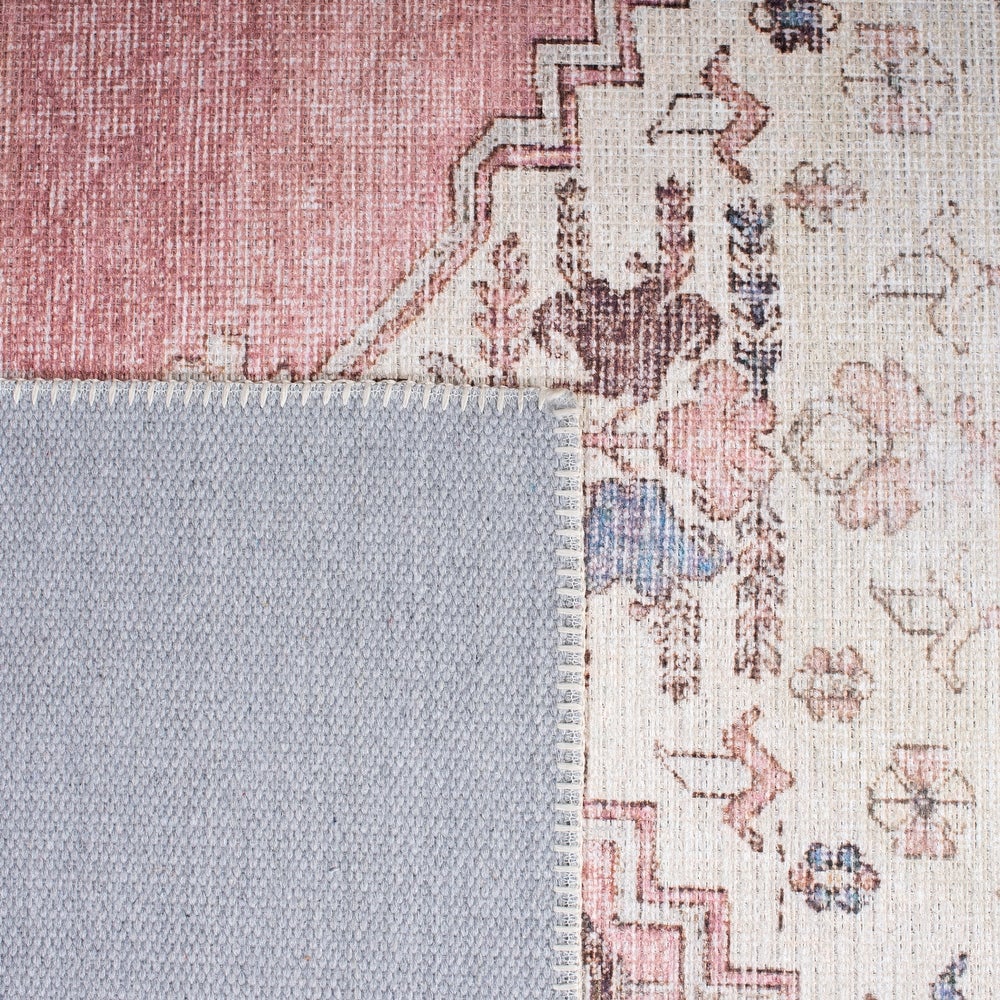 Serapi Gulzada Shabby Chic Distressed Machine Washable Soft Rug