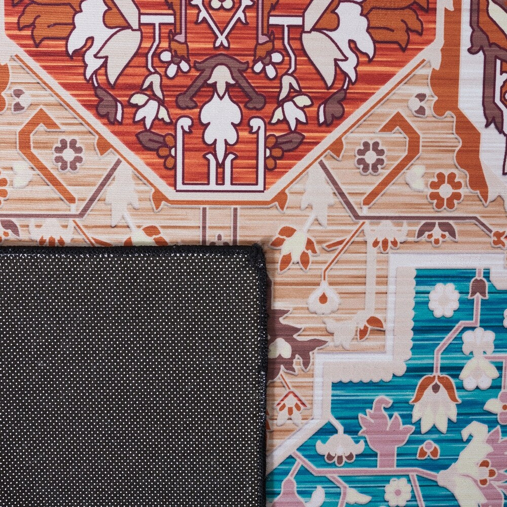 Tucson Nektaria Oriental Medallion Machine Washable Soft Rug