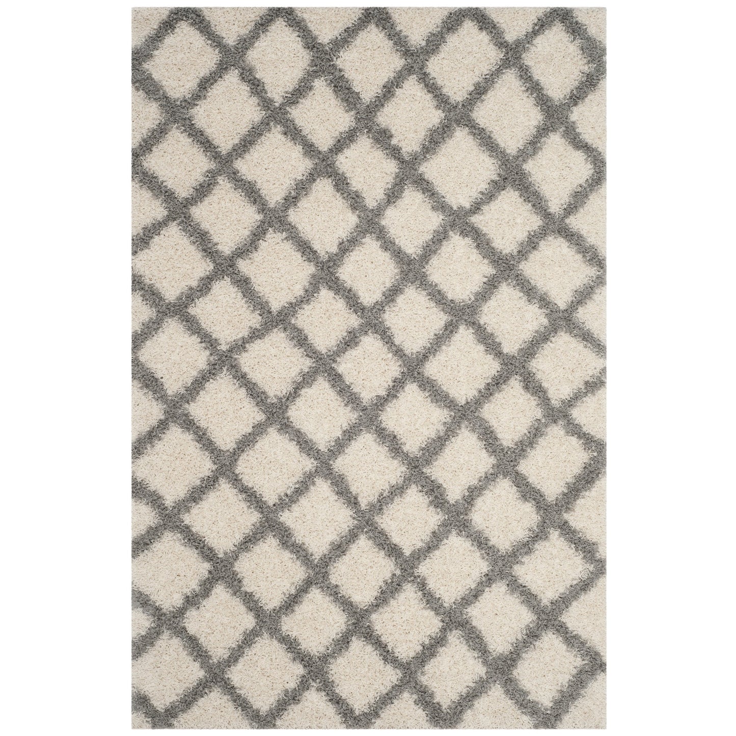 Ivory Grey Soft Plush Area Rug Shag