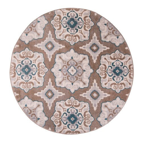 Geometric Cerulean Blue Taupe Soft Area Rugs