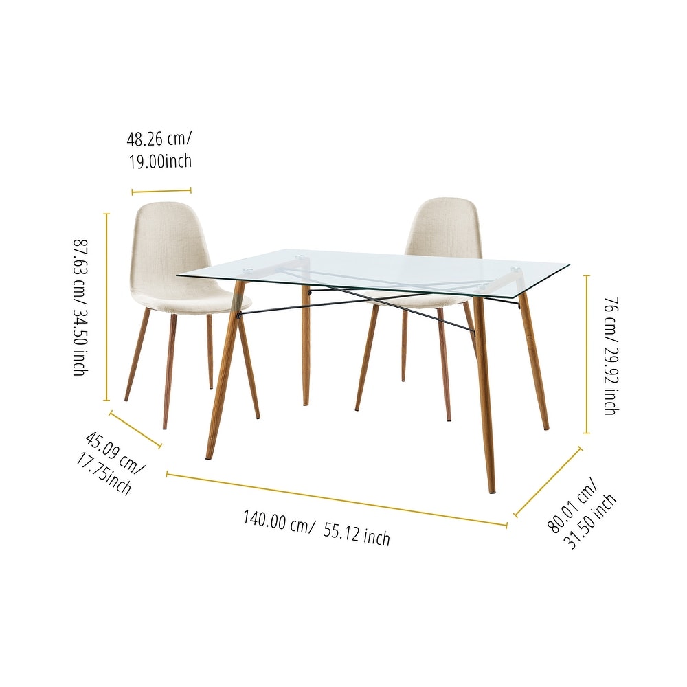 Teamson Home Minimalista Dining Chair with Metal Legs, Natural/White