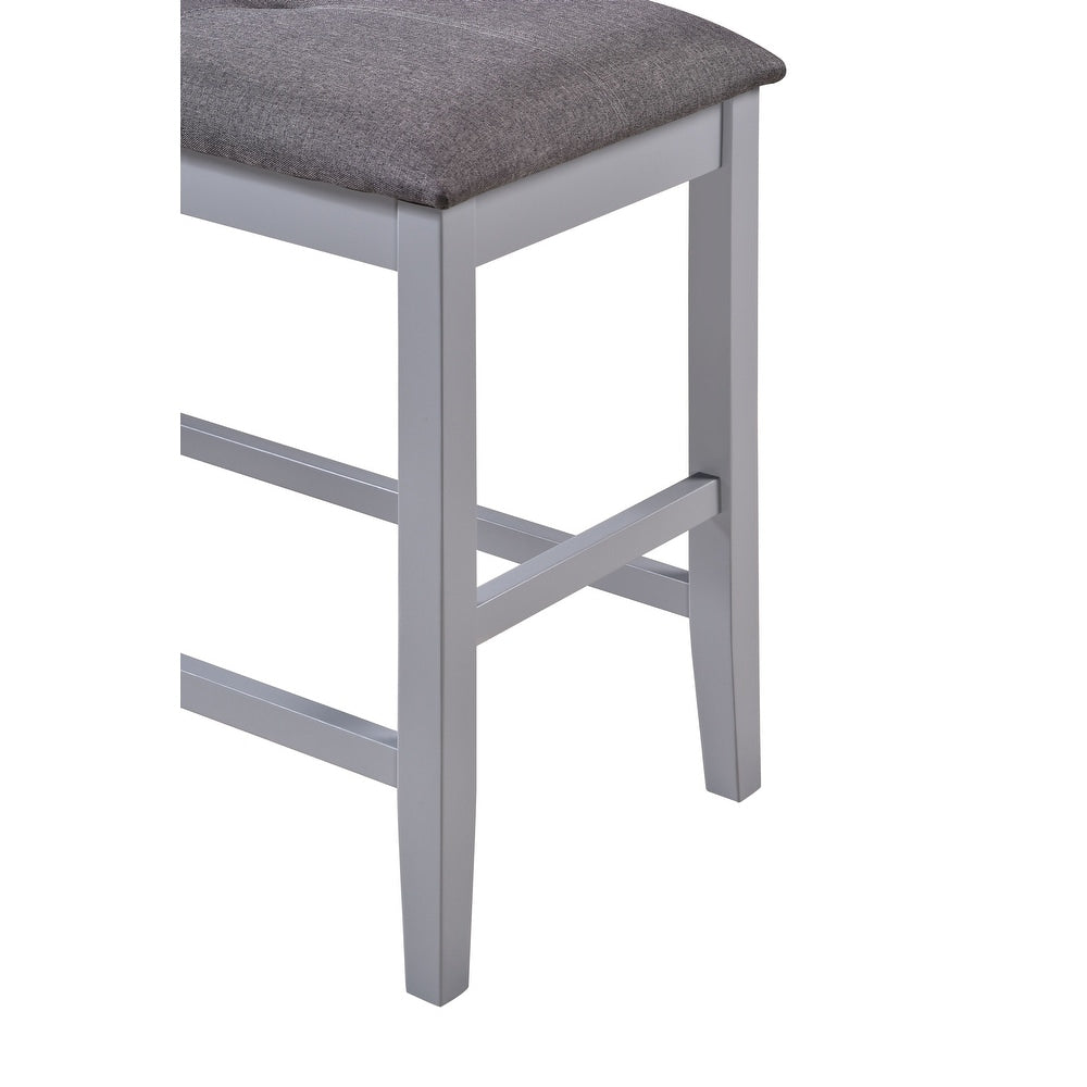Titanic Finish Adan Matte Gray Wood Bench with Upholstered Seat