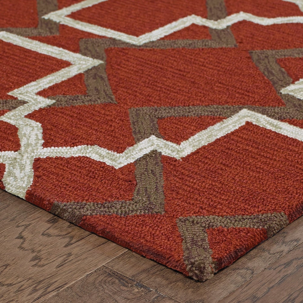 Atrium Trellis Hand-hooked Indoor/ Outdoor Soft Area Rug
