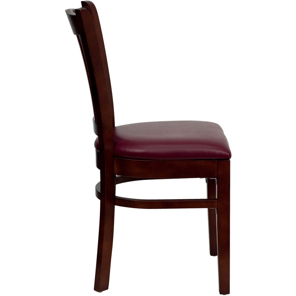 Mahogany Hardwood Slat Back Restaurant Chair - 17.5"W x 20.75"D x 34.5"H