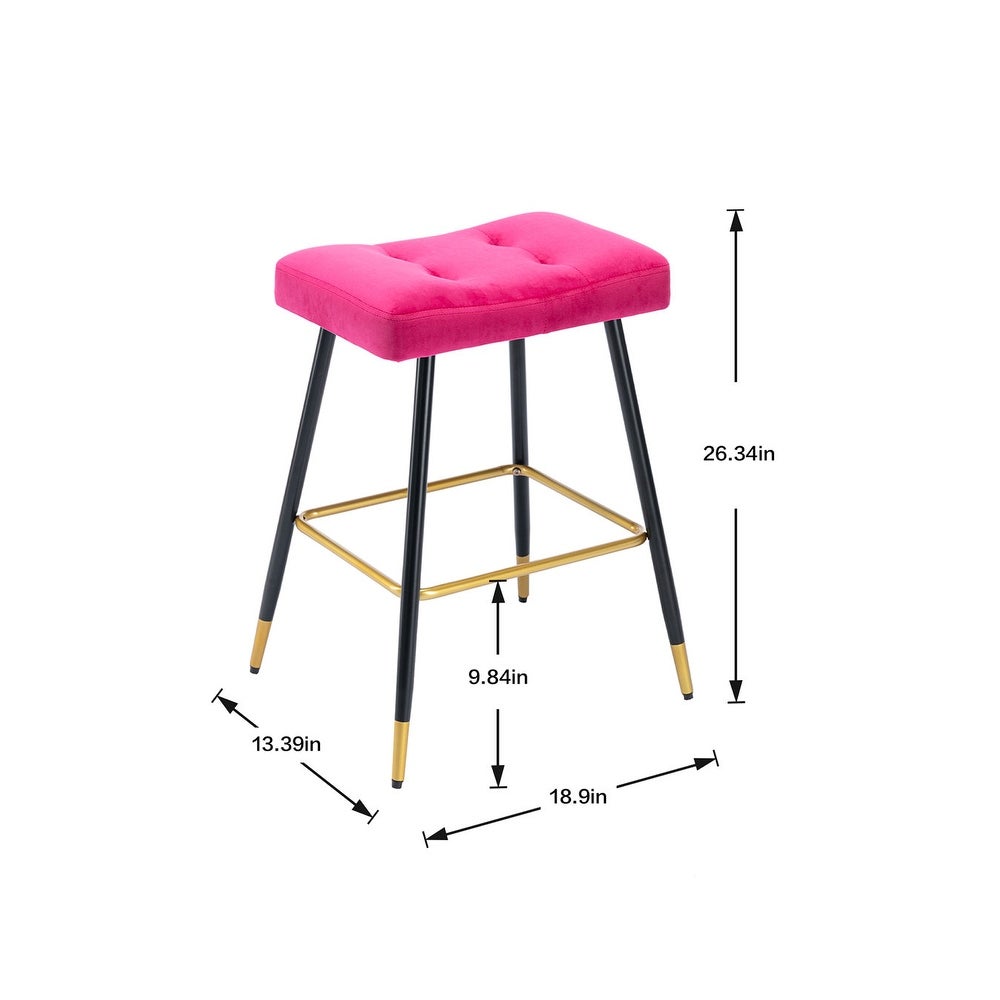 Vintage Bar Stools Footrest Counter Height Dining Chairs, Velvet Dining Chairs with Metal Legs for Kitchen Counter Island