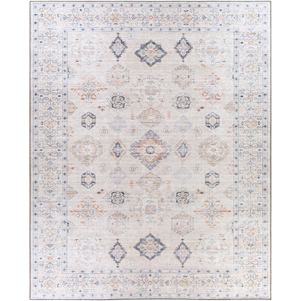 Traditional Medallion Machine Washable Area Soft Rug
