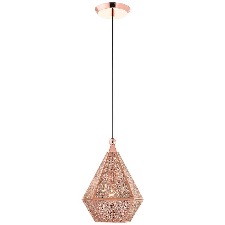 Aberdeen 9 3/4"W Rose Gold Diamond-Shaped Mini Pendant Light