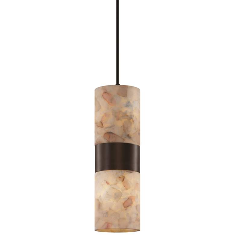 Alabaster Rocks! Dakota 4"W Dark Bronze Mini Pendant Light