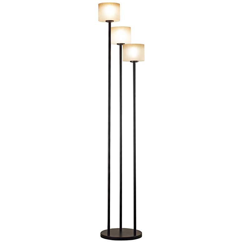 White Ribbed Glass 3-Light Torchiere Floor Lamp