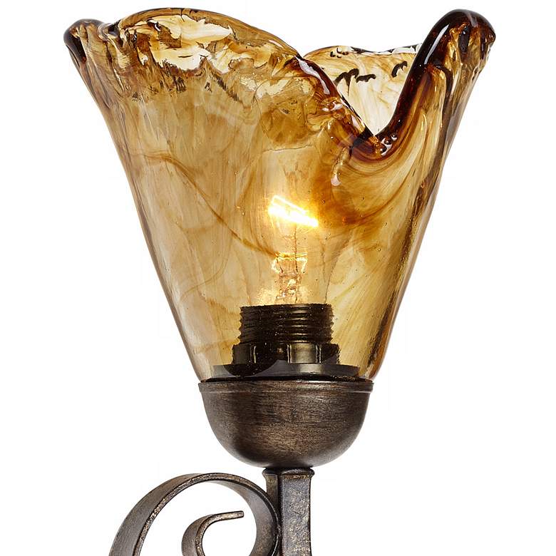 Amber Scroll 29 1/2" Wide Art Glass and Bronze Bath Light