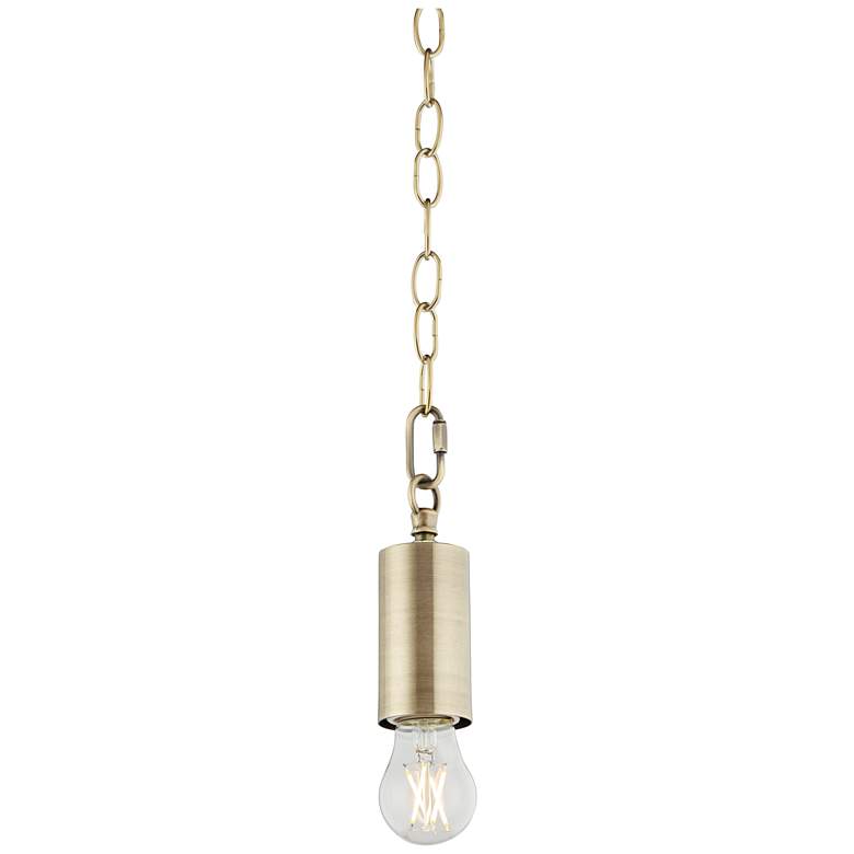 Antique Brass Plug-In Hanging Swag Chandelier with Clear A15 LED Bulb