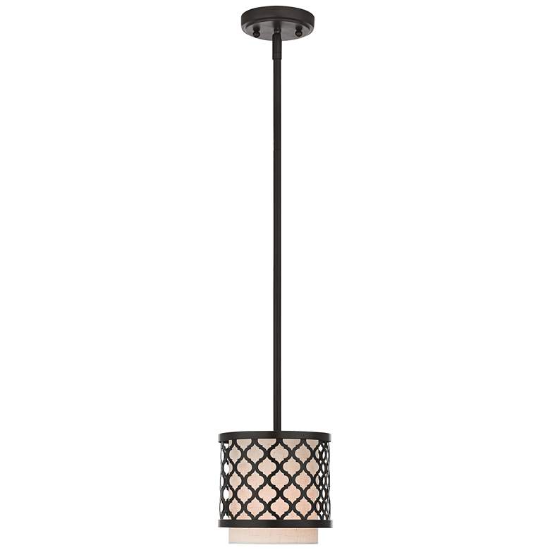 Arabesque 7" Wide English Bronze Drum Mini Pendant
