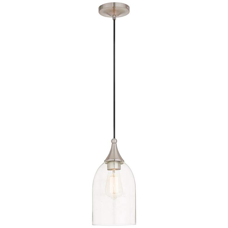 Art Glass 6 1/4"W Clear Glass Brushed Nickel Mini Pendant