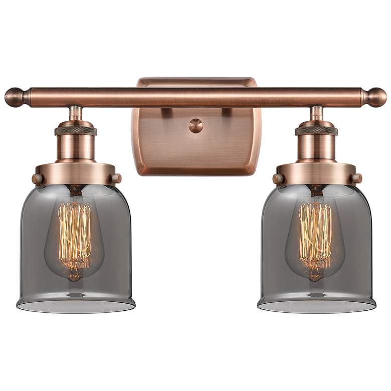 Ballston Urban Bell 5" 2 Light 16" Bath Light - Copper - Smoke Sh