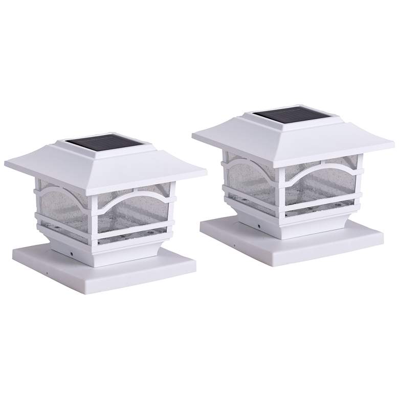 Banry 7" High LED Solar Post Cap Lights Set of 2