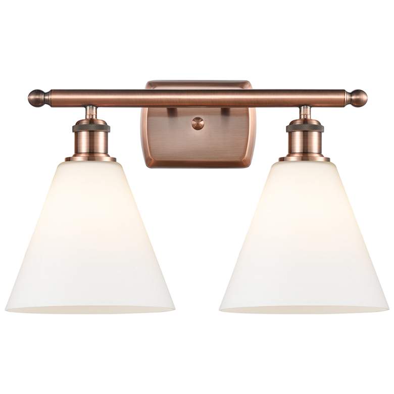 Berkshire 2 Light 18" Bath Light - Antique Copper - Matte White Shade