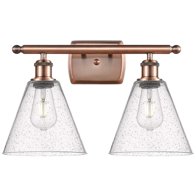 Berkshire 2 Light 18" Bath Light - Antique Copper - Seedy Shade