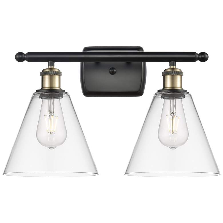 Berkshire 2 Light 18" Bath Light - Black Antique Brass - Clear Shade