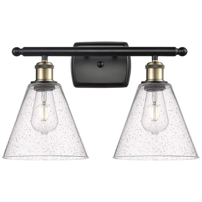 Berkshire 2 Light 18" Bath Light - Black Antique Brass - Seedy Shade