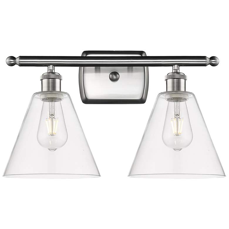 Berkshire 2 Light 18" Bath Light - Brushed Satin Nickel - Clear Shade