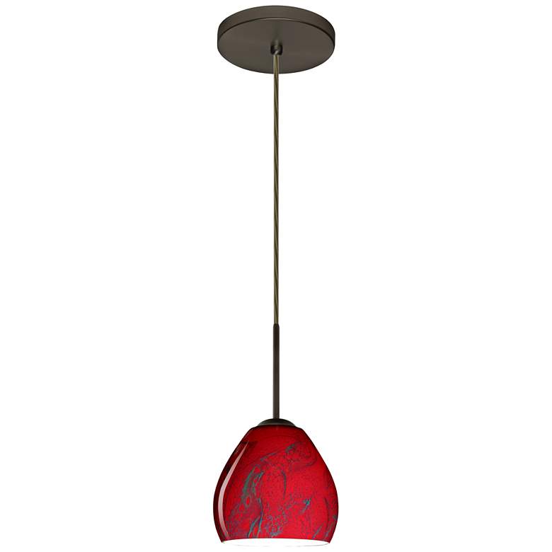 Besa Bolla 5 3/4" Wide Bronze Magma Glass LED Mini Pendant