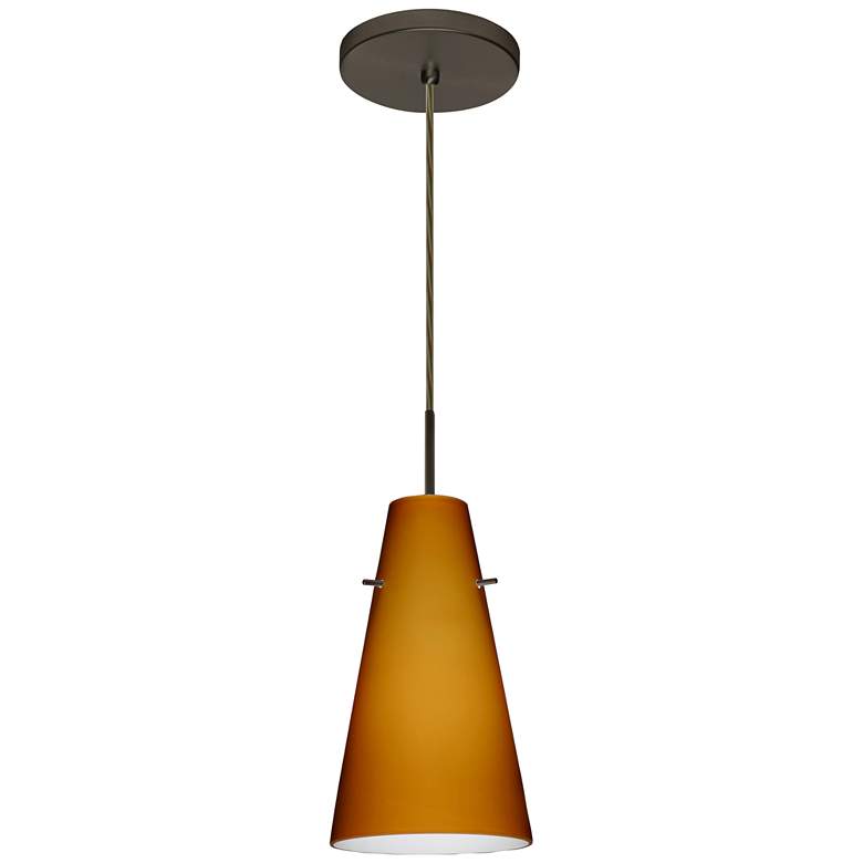 Besa Cierro 5 2/3" Wide Amber Glass Bronze LED Mini Pendant