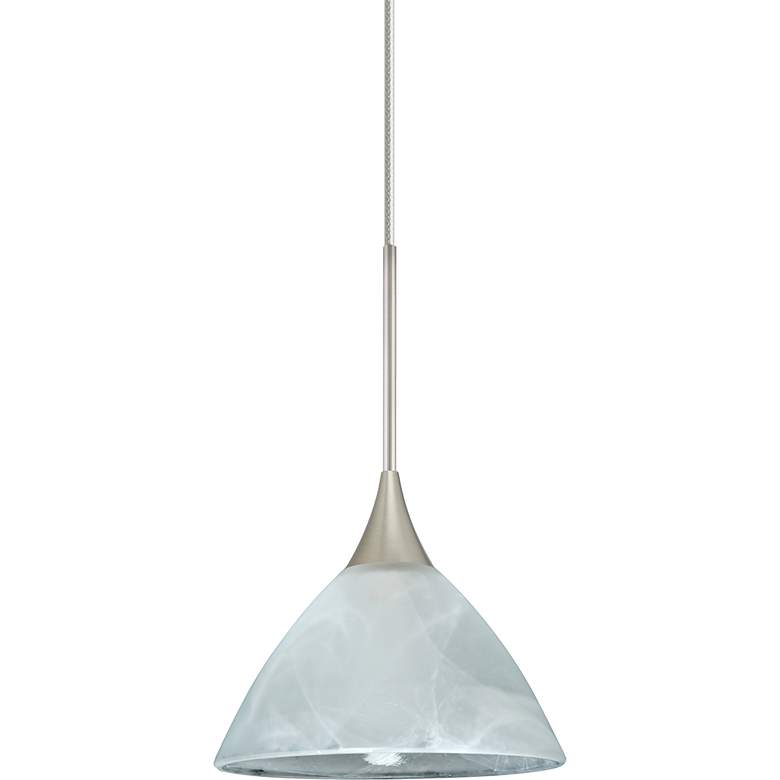 Besa Domi 5" Wide Satin Nickel Marble Glass Mini Pendant