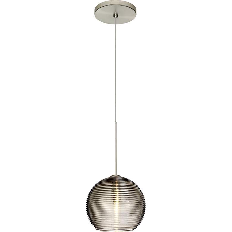 Besa Kristall 6" Wide Satin Nickel Smoke Glass Mini Pendant