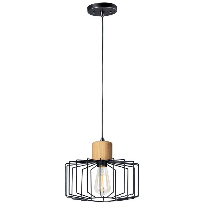 Bjorn 1 Light 11.5" Wide Black/Natural Wood Pendant Light