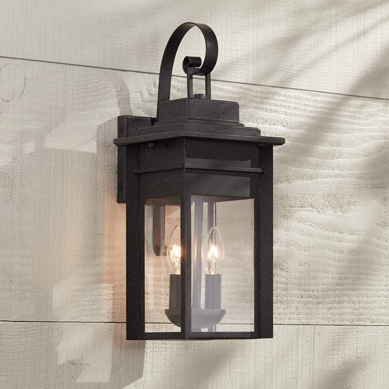 Bransford 17" High Black-Specked Gray Outdoor Wall Light