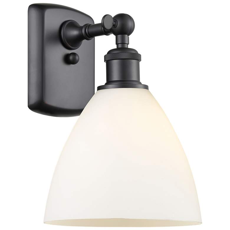 Bristol Glass 7.5" 8" LED Sconce - Matte Black Finish - Matte Whiite